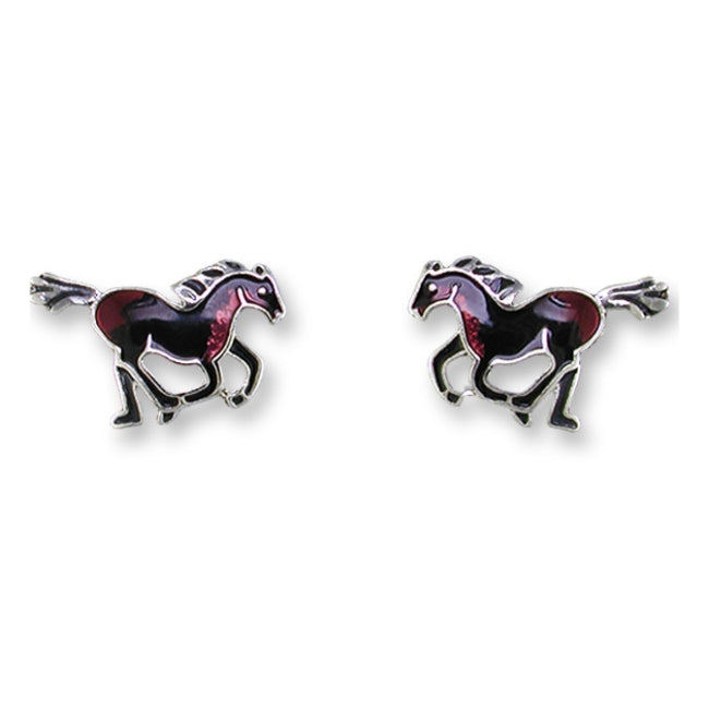 Stallion Sterling Silver plated stud Earrings with Enamels