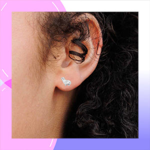 Seal Sterling Silver stud Earrings modelled