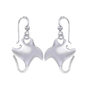 Manta Ray Sterling Silver hook Earrings