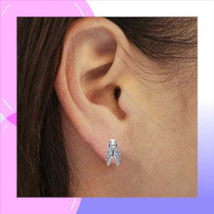 Cicada Sterling Silver Earrings modelled