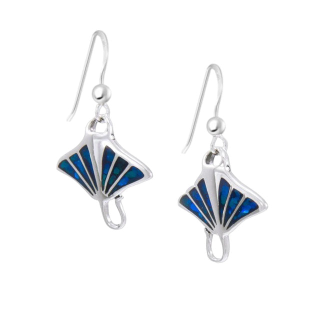 Manta Ray Sterling Silver earrings with faux abalone