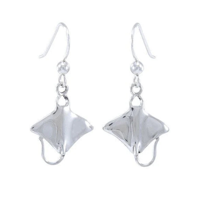 Manta Ray Sterling Silver hook Earrings
