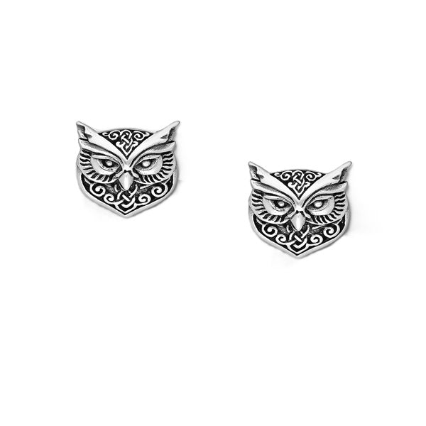 Owl Celtic Knotwork Sterling Silver stud Earrings