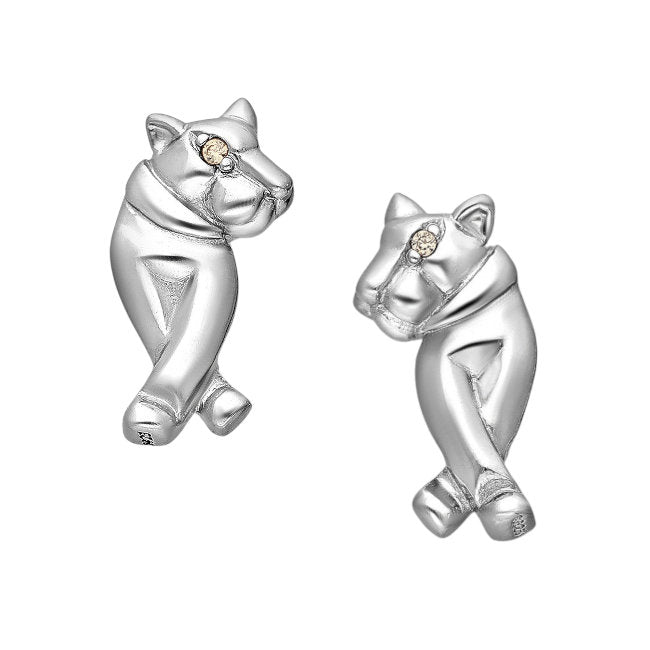 Tiger Sterling Silver Earrings with Cubic Zirconia