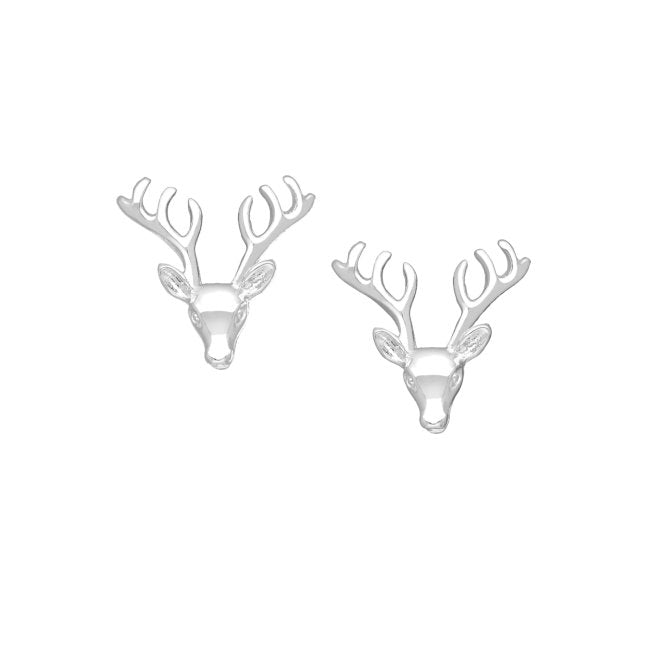 Deer Head Sterling Silver stud Earrings