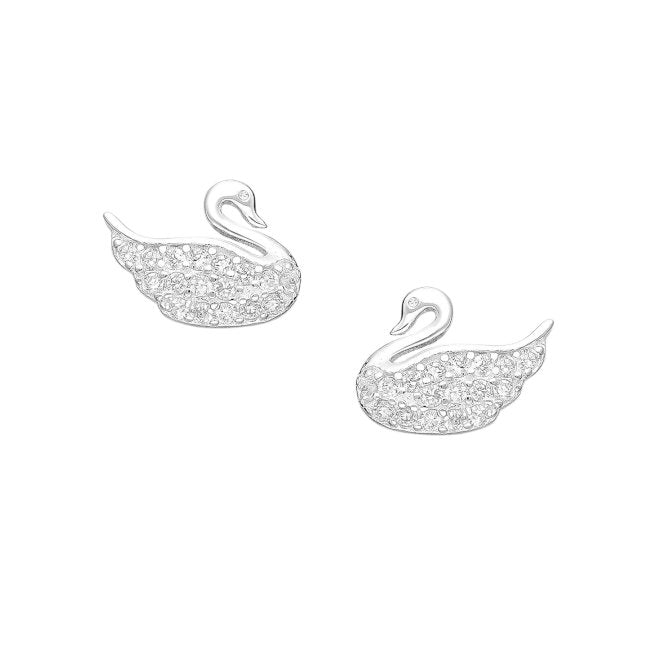 Swan Sterling Silver Cubic Zirconia stud Earrings