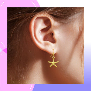 Starfish 18kt Gold Vermeil dangle Earrings modelled