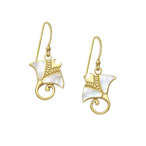 Manta Ray Mother of Pearl & 18kt Gold Vermeil dangle Earrings