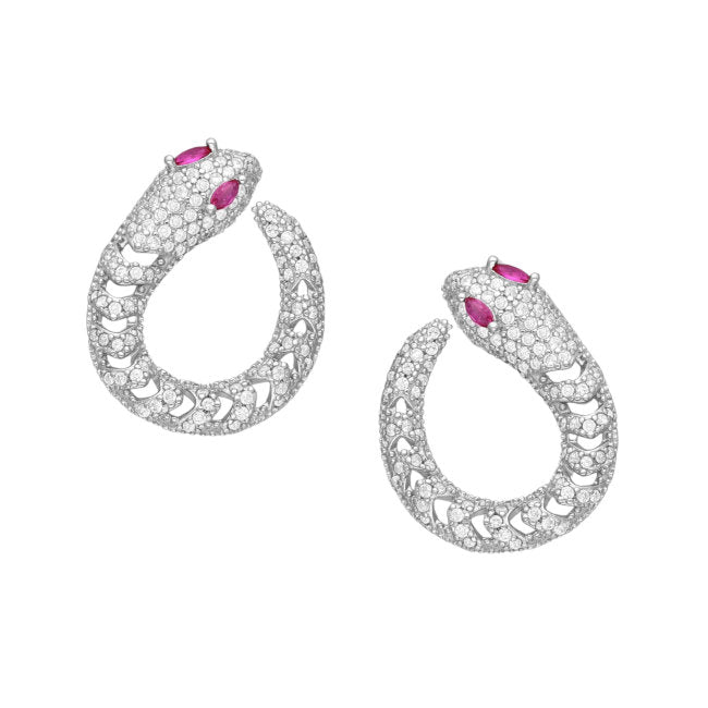 Snake Sterling Silver Cubic Zirconia stud Earrings