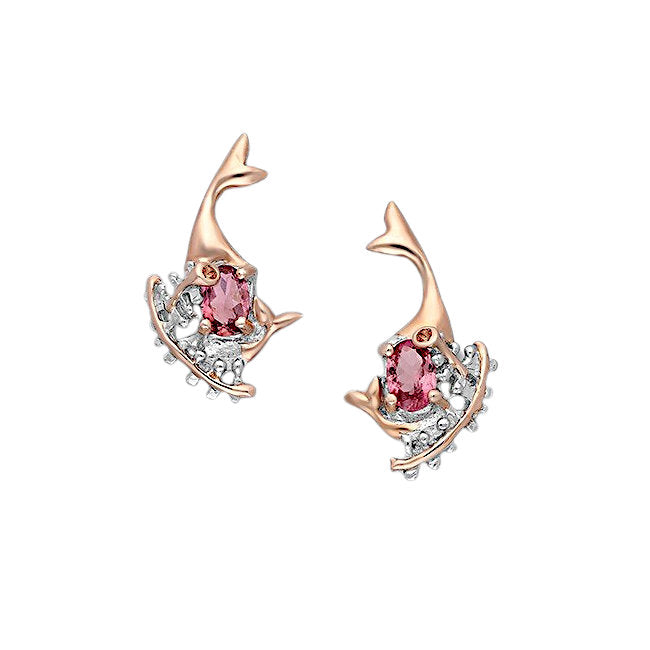 Whale Sterling Silver with Tourmaline and Sapphire plated with 22K Rose Gold and Rhodium