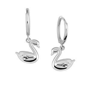 Swan Sterling Silver huggie Earrings
