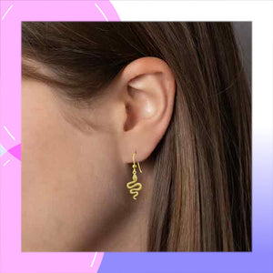 Snake Sterling Silver & 18kt Gold dangle Earrings modelled