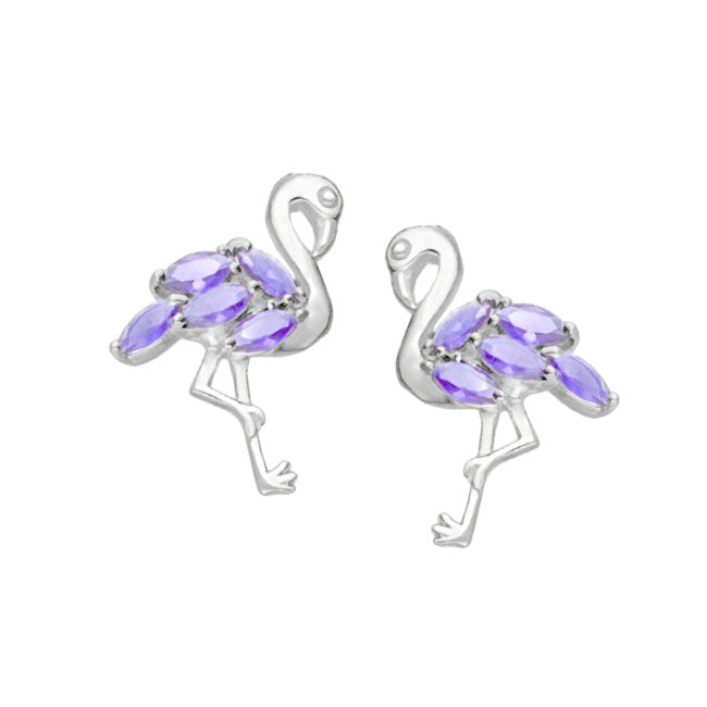 Flamingo Sterling Silver with Mauve Cubic Zirconia stud Earrings