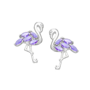 Flamingo Sterling Silver with Mauve Cubic Zirconia stud Earrings