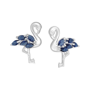 Flamingo Sterling Silver with Blue Cubic Zirconia stud Earrings