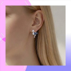 Flamingo Sterling Silver with Blue Cubic Zirconia stud Earrings modelled