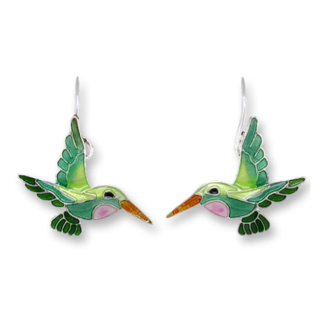 Hummingbird Sterling Silver plated Earrings with Enamels