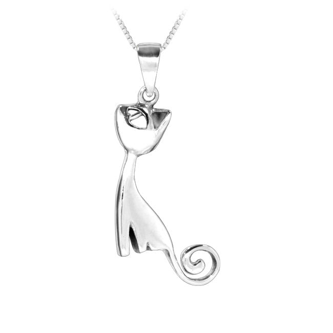 Cat Looking Up Sterling Silver Pendant