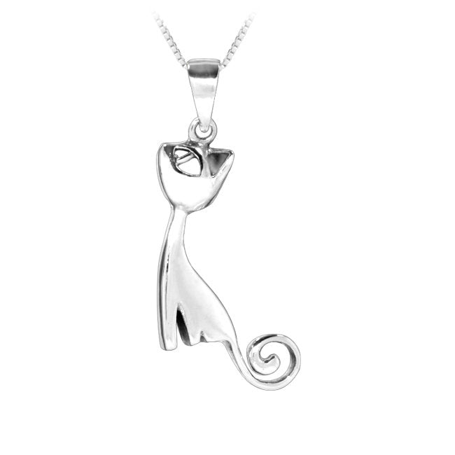 Looking Up Cat Sterling Silver Pendant