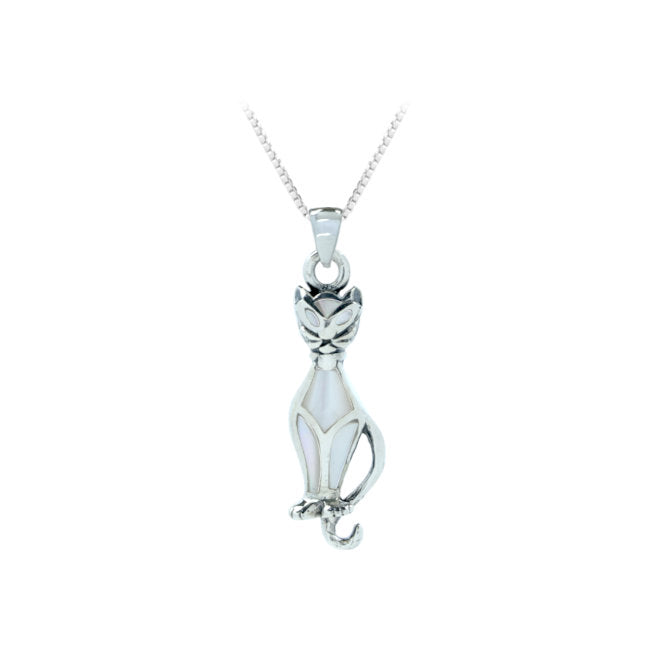 Cat Sterling Silver & Mother of Pearl Pendant