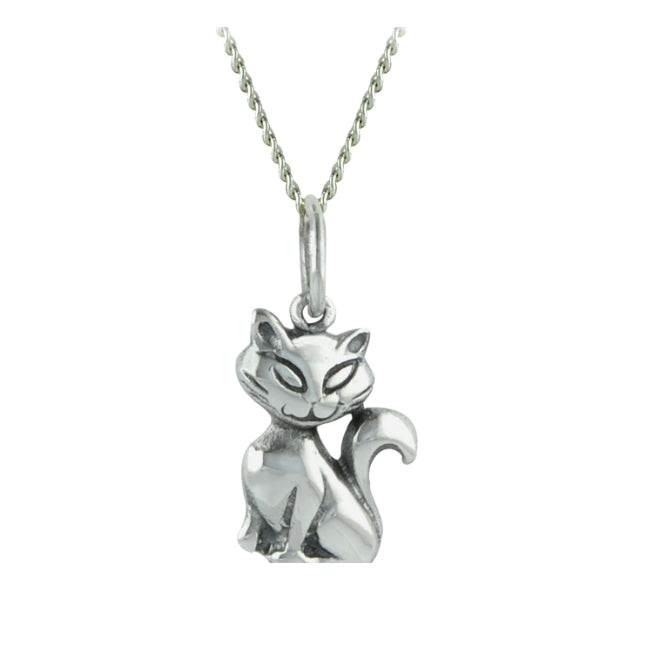 Smiling Cat Sterling Silver Pendant
