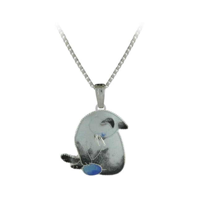 Siamese Cat Sterling Silver plated Pendant with Enamels