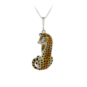 Cheetah Sterling Silver plated Pendant with Enamels