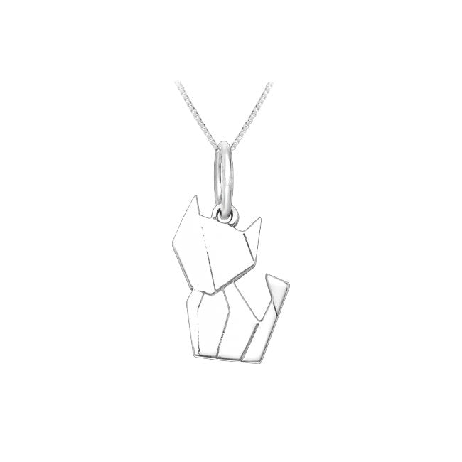 Origami Cat Sterling Silver Pendant