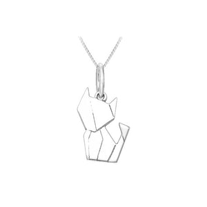 Origami Cat Sterling Silver Pendant
