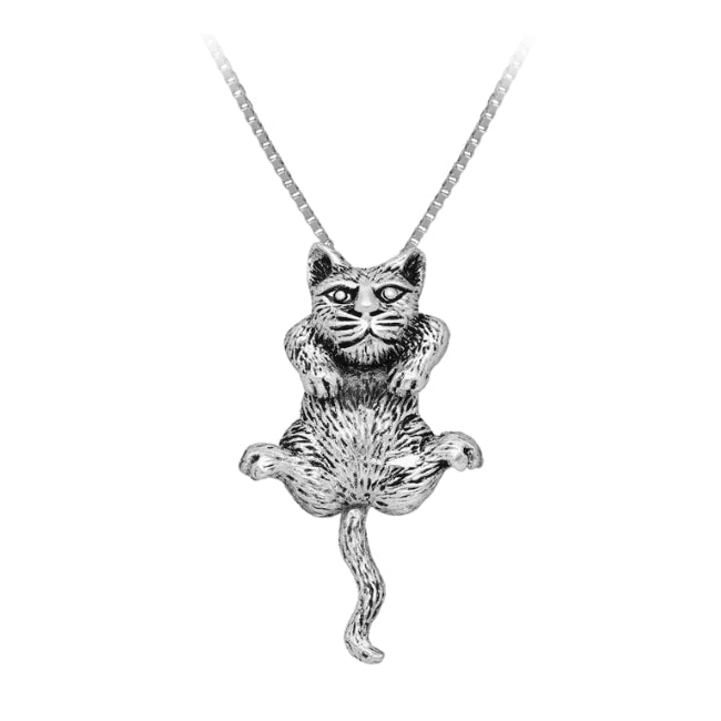 Cat with Fluffy Coat Sterling Silver Pendant