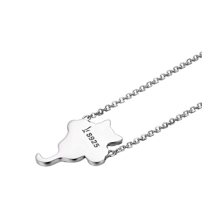 Cat Meow Sterling Silver Necklace with Enamel back view