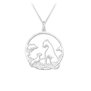Lioness with Cub Sterling Silver Pendant
