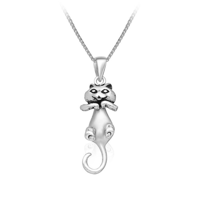 Cat Swinging Sterling Silver Pendant