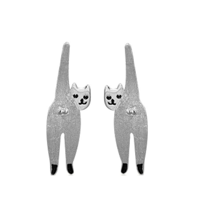 Cat Sterling Silver Earrings