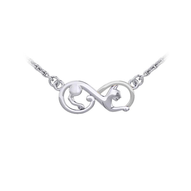 Infinity Cat Sterling Silver Necklace