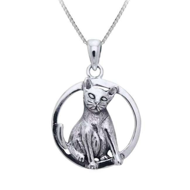 Siamese Cat Pendant in Sterling Silver