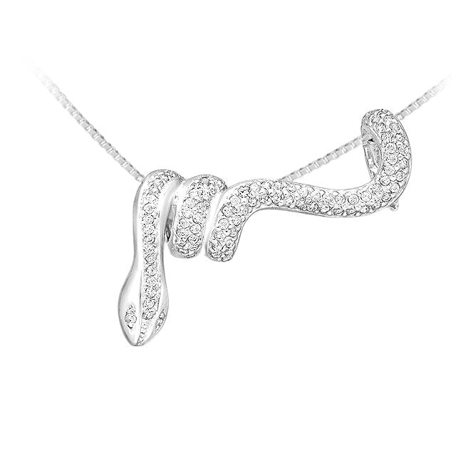 Snake Sterling Silver Pendant with Cubic Zirconia