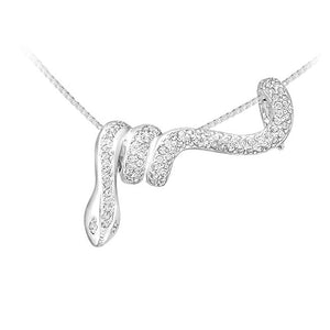 Snake Sterling Silver Pendant with Cubic Zirconia
