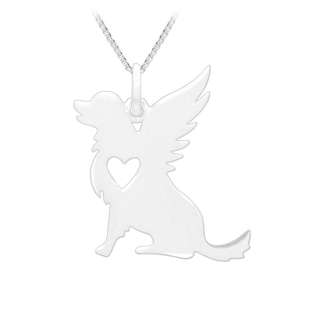 Dog with Angel Wings & Heart Sterling Silver Pendant