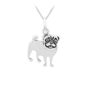 Pug Dog Charm Pendant in Sterling Silver