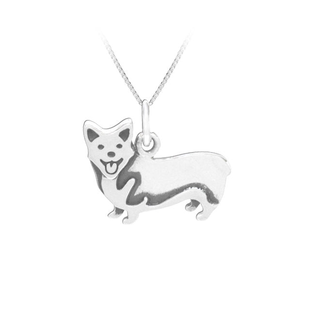 Corgi Dog Pendant in Sterling Silver