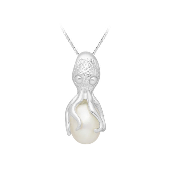 Octopus Sterling Silver Pendant with Freshwater Pearl