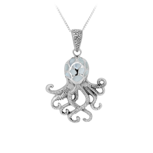 Octopus Sterling Silver Pendant with Mother of Pearl
