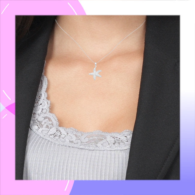 Starfish Sterling Silver Pendant modelled