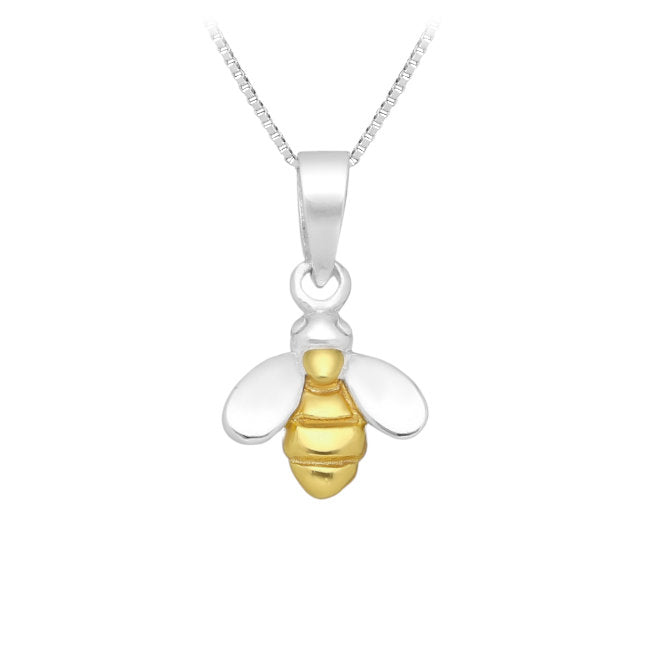 Bee Sterling Silver Pendant with 18k Gold