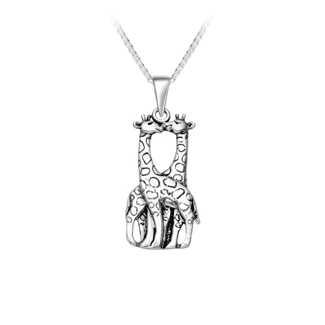 Giraffe Duo Sterling Silver Pendant