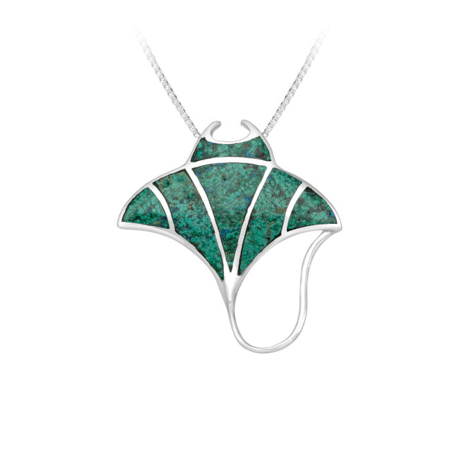Manta Ray Pendant in Sterling Silver with Chrysocolla