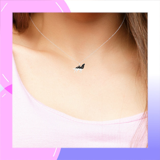 Wolf Sterling Silver Pendant with Bronze Star & Moon modelled