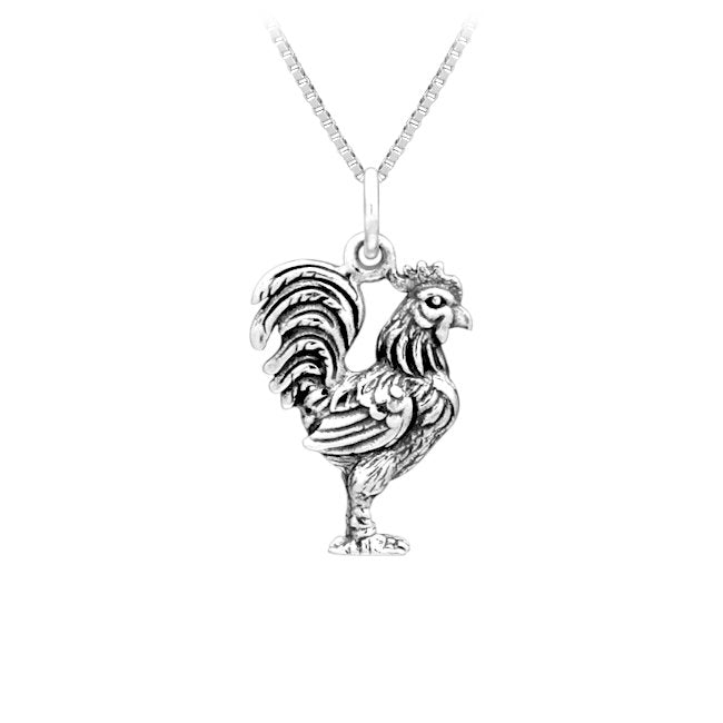 Rooster Pendant in Sterling Silver