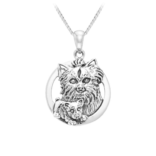 Yorkshire Terrier & Pup Sterling Silver Pendant